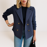 Martine™ | Elegante Jacke mit Strickärmeln – Blau