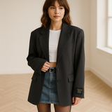 Damen Blazer | Weite Passform mit klarer Linienführung – Grau