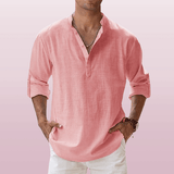 Relaxed Fit – Leinen-Henley für Herren – Hellrosa
