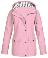 Damen nan wasserdichter Parka mit Kapuze, Kordelzug und aufgesetzten Taschen Drune – Rosa