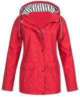 Damen nan wasserdichter Parka mit Kapuze, Kordelzug und aufgesetzten Taschen Drune – Rot