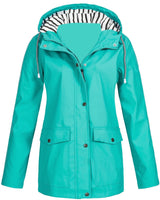 Damen nan wasserdichter Parka mit Kapuze, Kordelzug und aufgesetzten Taschen Drune – Tiffanyblau