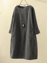 ELESA - Kleid aus Cord – Grau