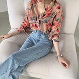 Luna - Lebendig bedruckte Chiffonbluse mit Blumenmuster – Rosa
