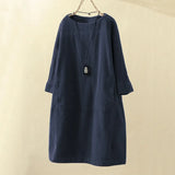 ELESA - Kleid aus Cord – Dunkelblau