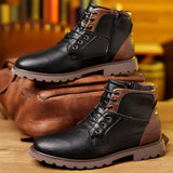Winterschuhe Herren | Walkingstiefel Mit Reißverschluss Und Schnürung – Schwarz
