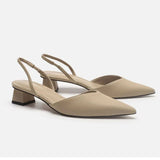 Damen Slingback Pumps mit kleinem Absatz – Beige
