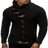 Herren Strapazierfähiger Strickpullover mit asymmetrischem Kragen Aliams – Schwarz