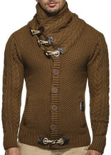 Herren Strapazierfähiger Strickpullover mit asymmetrischem Kragen Aliams – Braun