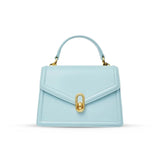 Elena | Strukturierte Damenhandtasche mit Top-Handle & goldfarbenem Verschluss – Elegante City-Bag – Himmelblau