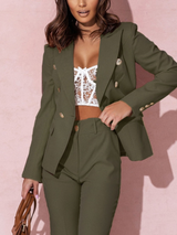 Justina - Elegantes Blazer-Set für Damen – Militärgrün