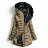 Ruchmira – Wasserdichter Wattierter Mantel Mit Kapuze Und Fleecefutter – Khaki