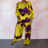 Moniek™ | Satin Zweiteiliges Damen-Set – Zitronengelb