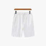 Herren Leinen Shorts mit Kordelzug und Seitentaschen – Weiß