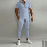 Herren Elegantes Polo Shirt und Hose Set | Stilvoll – Hellblau
