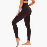 Damen Leggings mit Leopardenmuster und hohem Bund aus Stretchmaterial – Kaffee