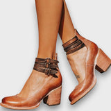Ginevra – Stiefeletten mit Mehrfachriemen und Blockabsatz – Braun