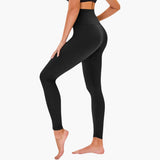 Damen Leggings mit Leopardenmuster und hohem Bund – Schwarz