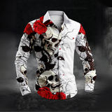 Herren Halloween-Hemd mit Print | Langarm – Weiß