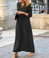 Leona - Damen Bequemes Maxikleid – Schwarz