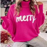 Emerie – warmer festlicher Rollkragenpullover für Damen – Dunkelrosa