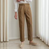 Kristian - Elegante Plisseehose mit Schnalle für Herren – Braun