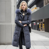Marine - Verlängerter warmer Wintermantel – Grau
