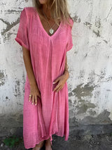 Rachel - Bequemes, locker sitzendes Kleid für Damen – Rosa