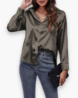 Damen Elegant Langärmelige Bluse | Festliche Blusen für Anlässe – Dunkles Grau