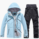 Zweiteiliges Ski Set für Unisex – Hellblau / Schwarz