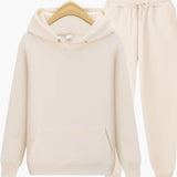 Herren Jogginganzug mit Kapuzenpullover und Bündchenhose – Beige