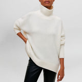 Stefanie™ | Strickpullover mit Rollkragen – Weiß