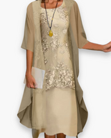 Damen Elegantes Zweiteiliges Kleid | Sommerkleider – Gelb