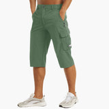 Herren Sommer Cargoshorts mit Stretchstoff und Reißverschlusstaschen – Grün