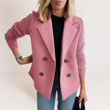 Martine™ | Elegante Jacke mit Strickärmeln – Rosa