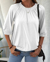 Caro™ - Schicke Bluse mit Bischofsärmeln – Weiss