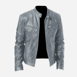 Norris - Lässige und schmal geschnittene Lederjacke für Herren – Grau