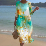 Alina – Fließendes Midi-Kleid – Grün
