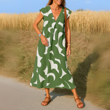Valérie | Fließendes Kleid mit V-Ausschnitt – Grün - Fast ausverkauft