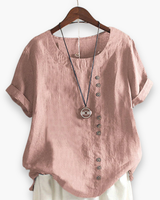 Damen Elegante Kurzarm-Bluse | Unifarben – Rosa