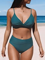 Leyla - Stilvoller hoch taillierter Bikini – Blau