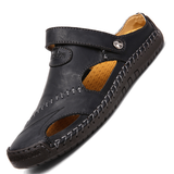 Levi - Herren Ledersandalen mit Flexsohle und orthopädischem Fußbett – Schwarz