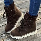 Winterschuhe Damen | Mit Schnürung Und Plateausohle Stiefel – Braun