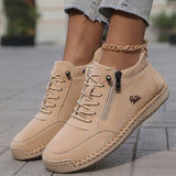 Mila  – Komfortable orthopädische Sneakers + Reißverschluss – Khaki