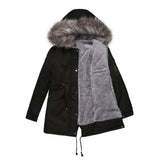 Warmer Damenparka mit Kapuze – Schwarz