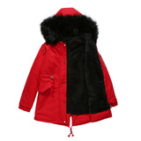 Warmer Damenparka mit Kapuze – Rot