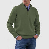 Ben | Modischer Warmer Pullover Mit Halbem Reißverschluss – Dunkelgrün