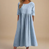 Linnea | Leichtes Baumwollkleid – Himmelblau