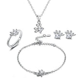 Elegantes TALINA 4-teiliges Roségold Schmuckset mit Pfote & Zirkonia-Herz - Perfektes Geschenk für Tierliebhaber – Silber Set