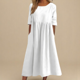 Linnea | Leichtes Baumwollkleid – Weiß